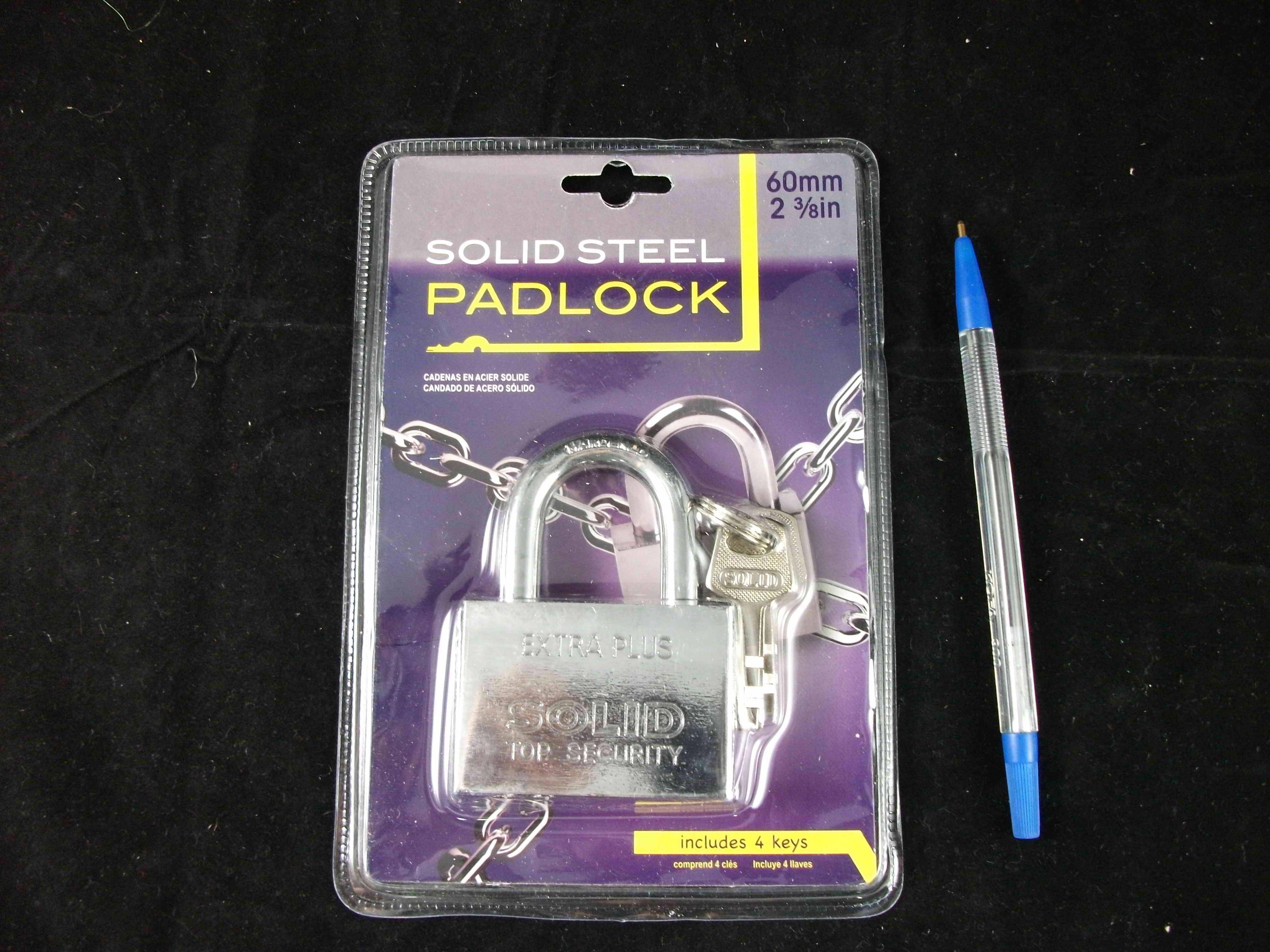 PADLOCK SOLID STEEL  60MM