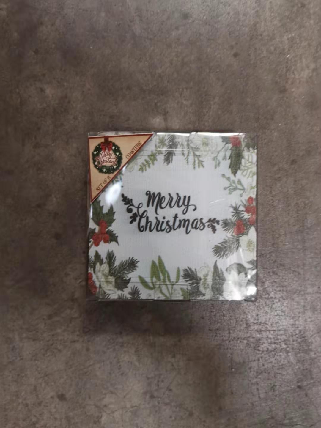 JV3837, Coasters Christmas Holly Des Set6