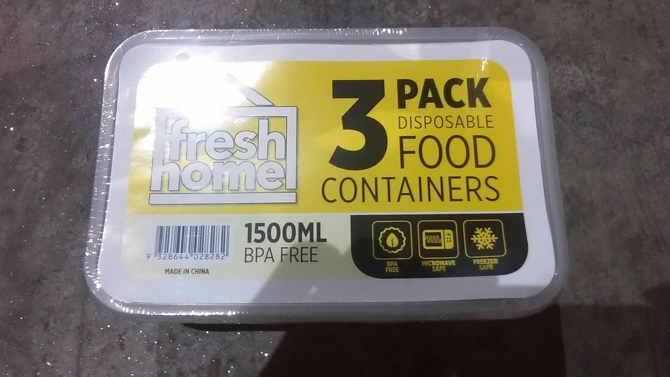 Takeaway Cont Rect 1500ml Pk3