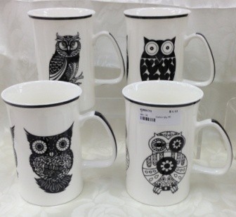 $2,Bone China Coffee Mugs 4 Designs Asst 