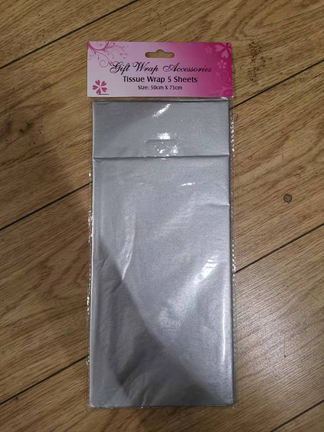 LD04613, silver tissue wrap 5 sheets 50x75cm