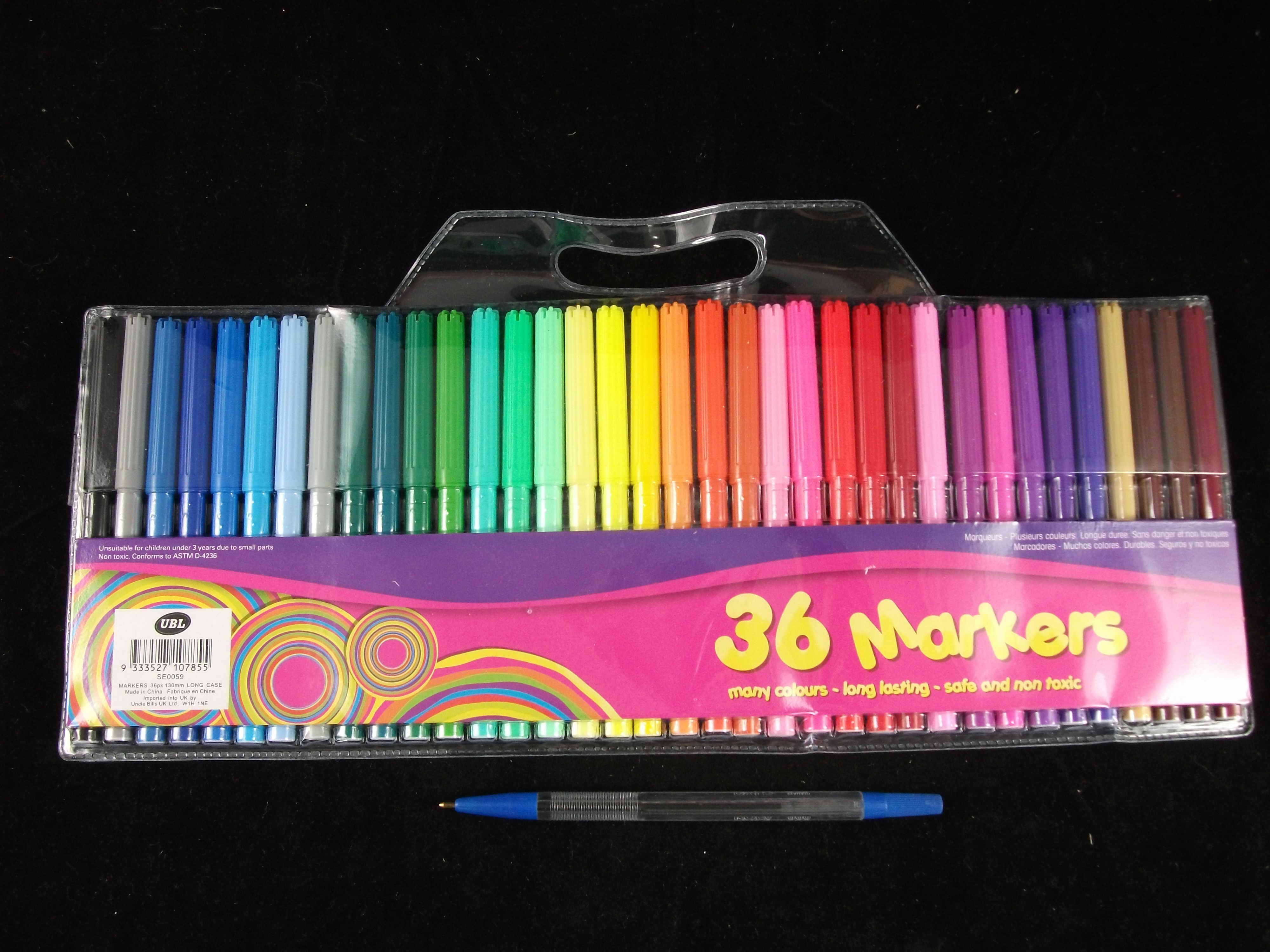 MARKERS 36pk 130mm LONG CASE