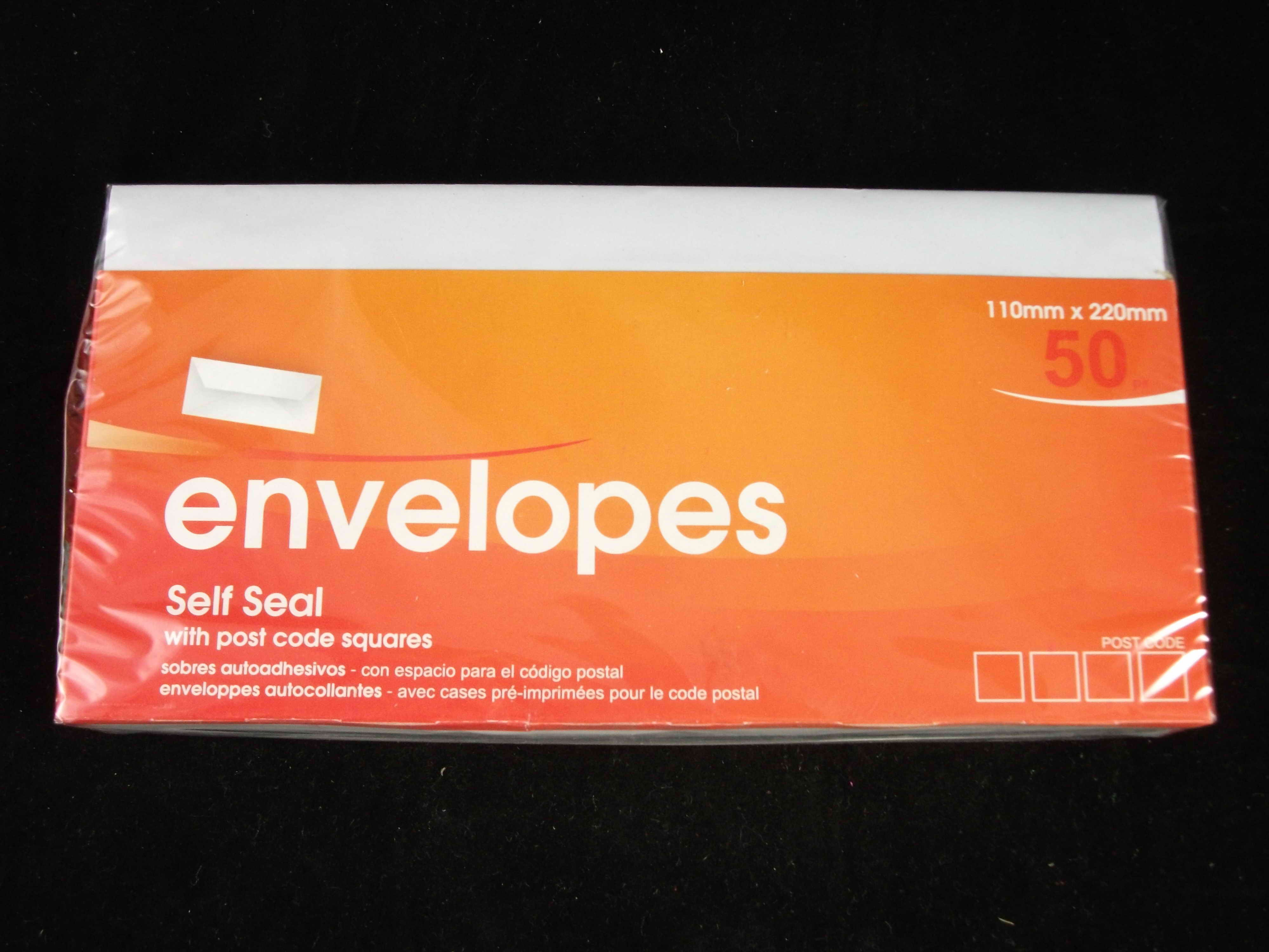 G16H, SELF SEAL ENVELOPE DL 50pk 80gsm