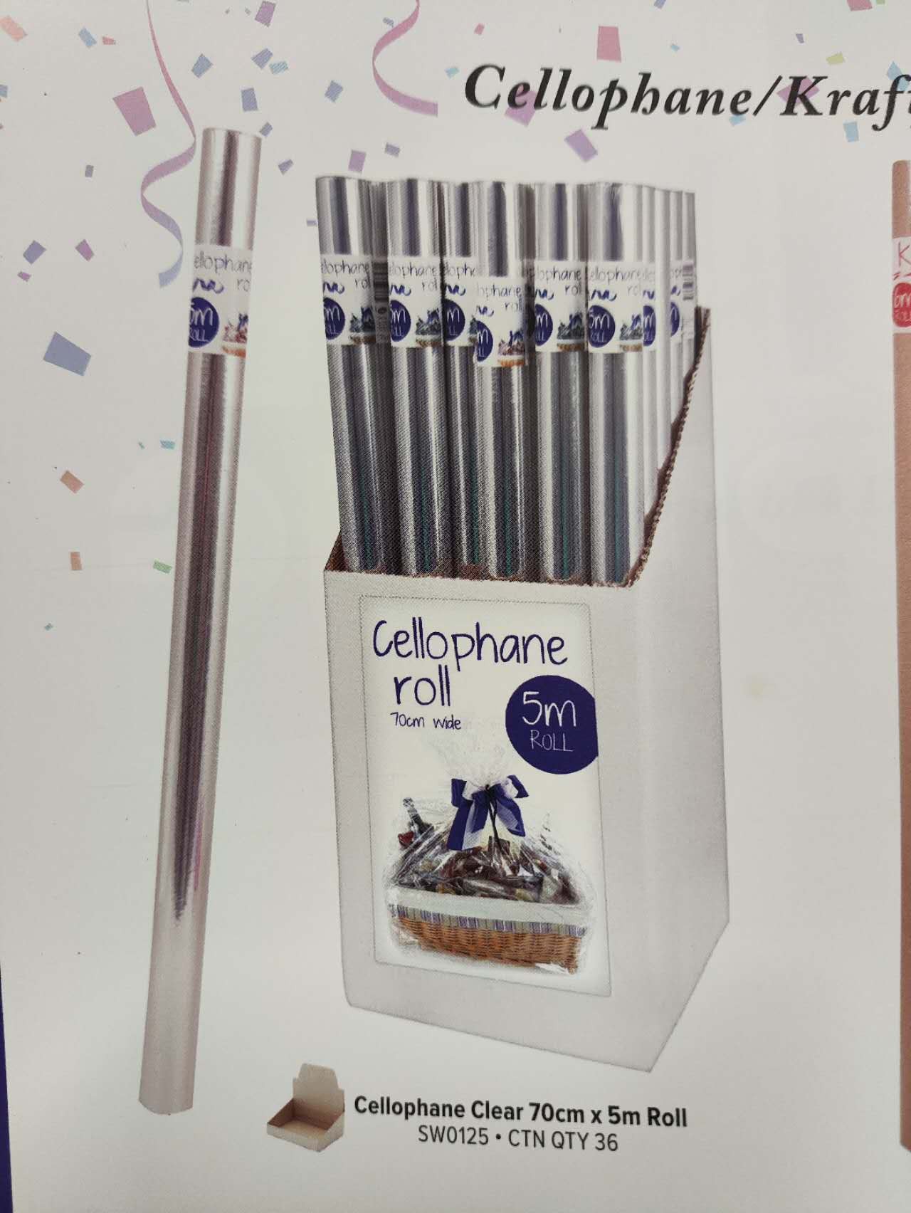 SW0125, Cellophane Clear 5m Roll