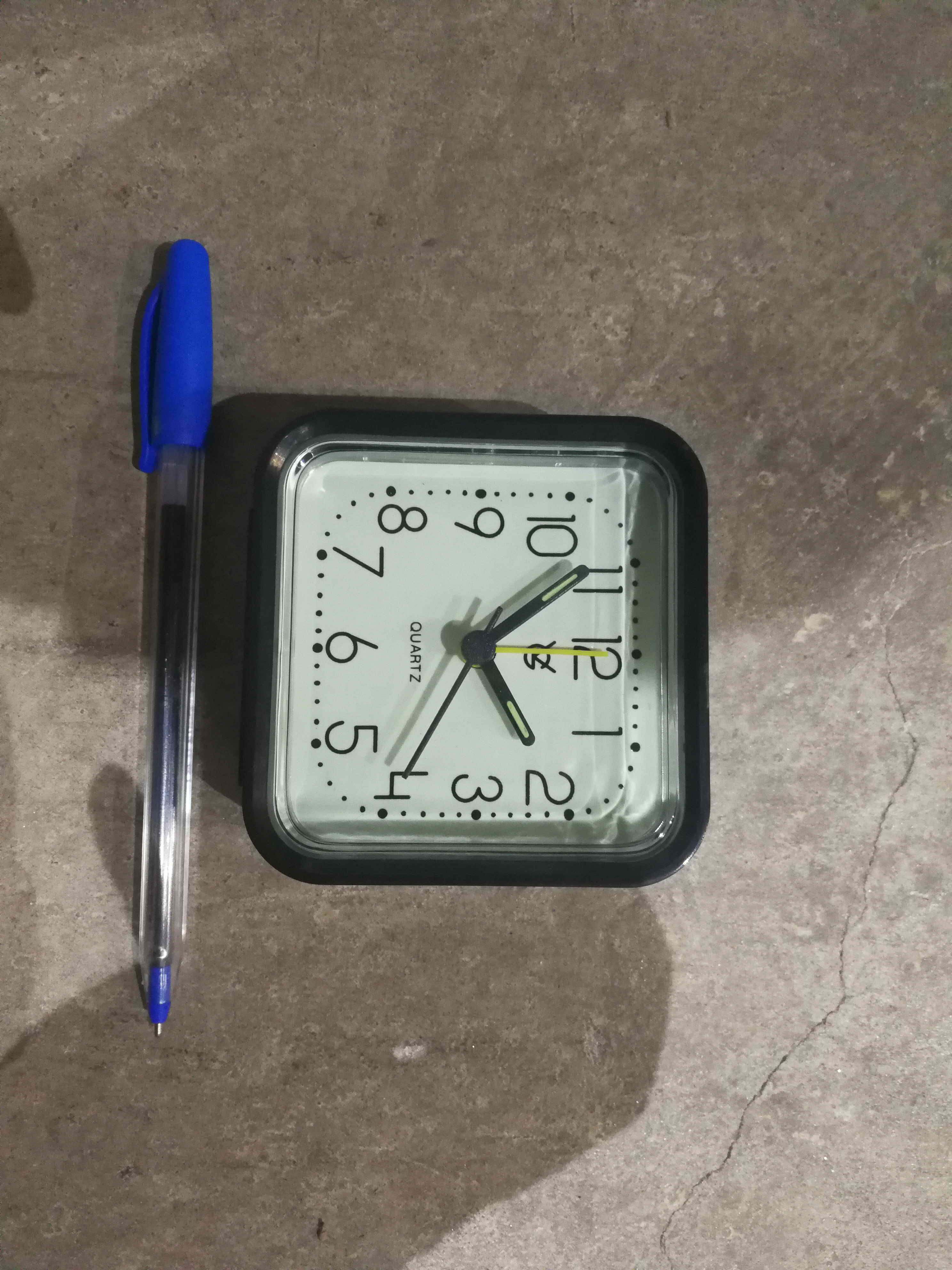 Square glow-in-dark table clock