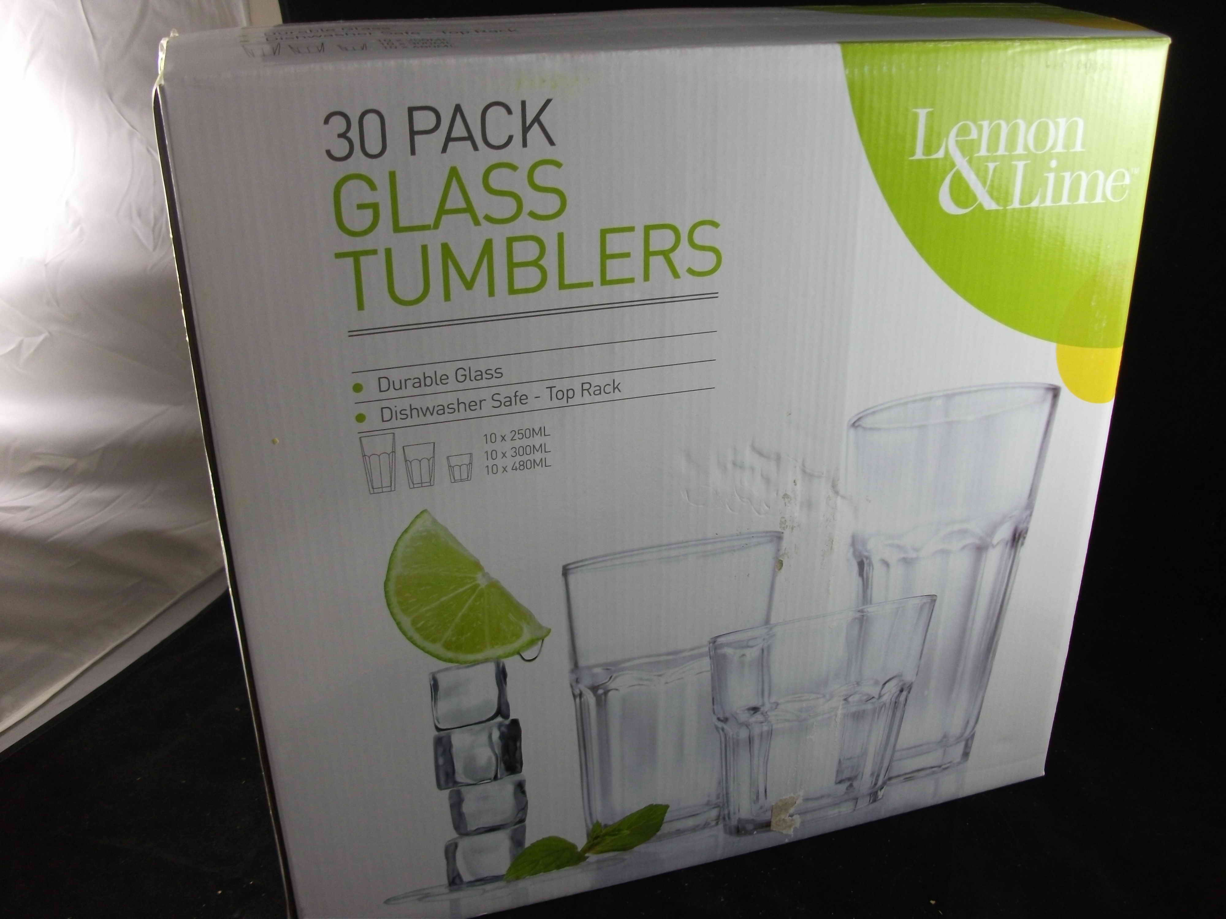 30PACK GLASS TUMBLERS 250,300,480ML