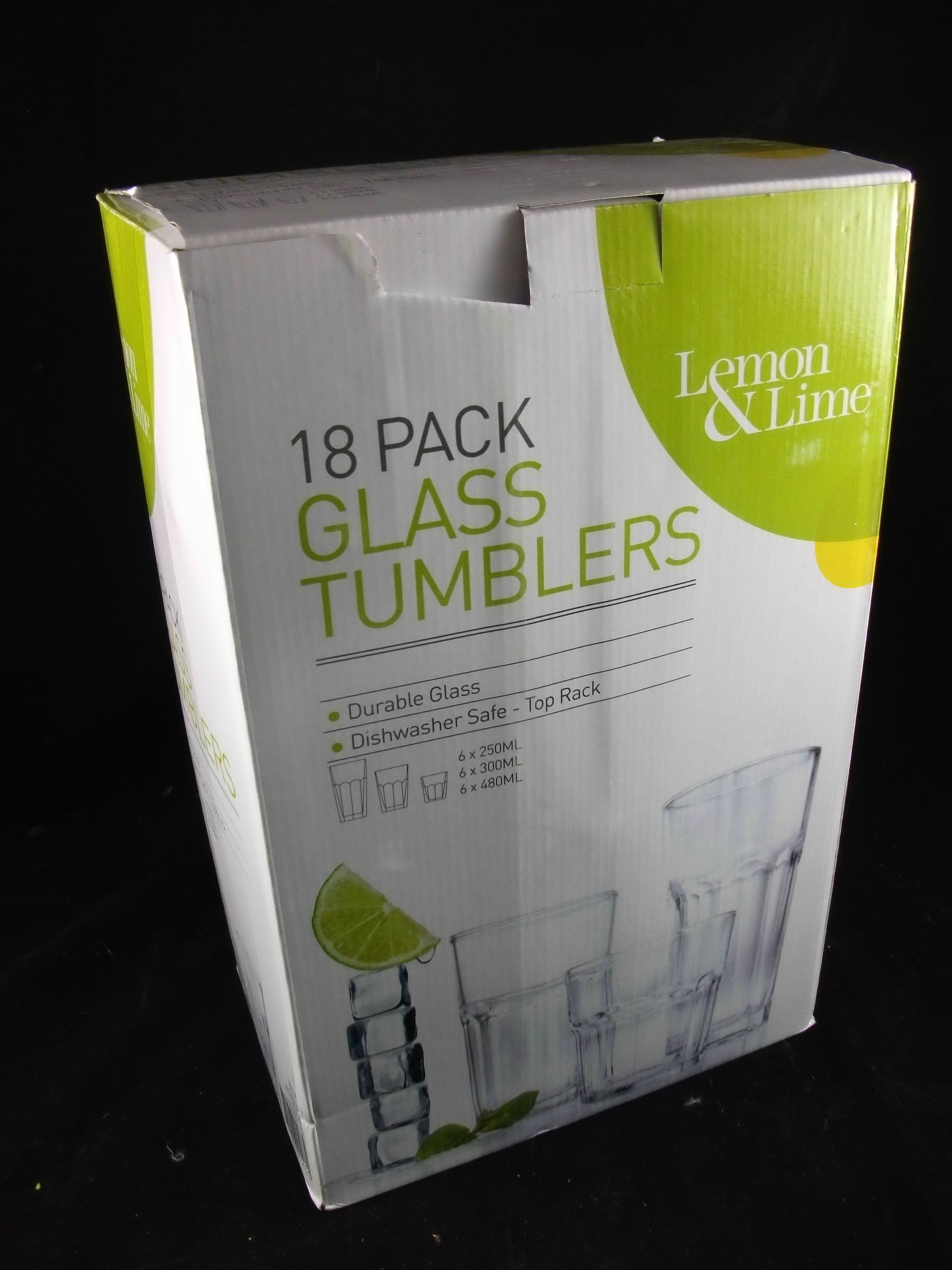 18PACK GLASS TUMBLERS 250,300,480ML