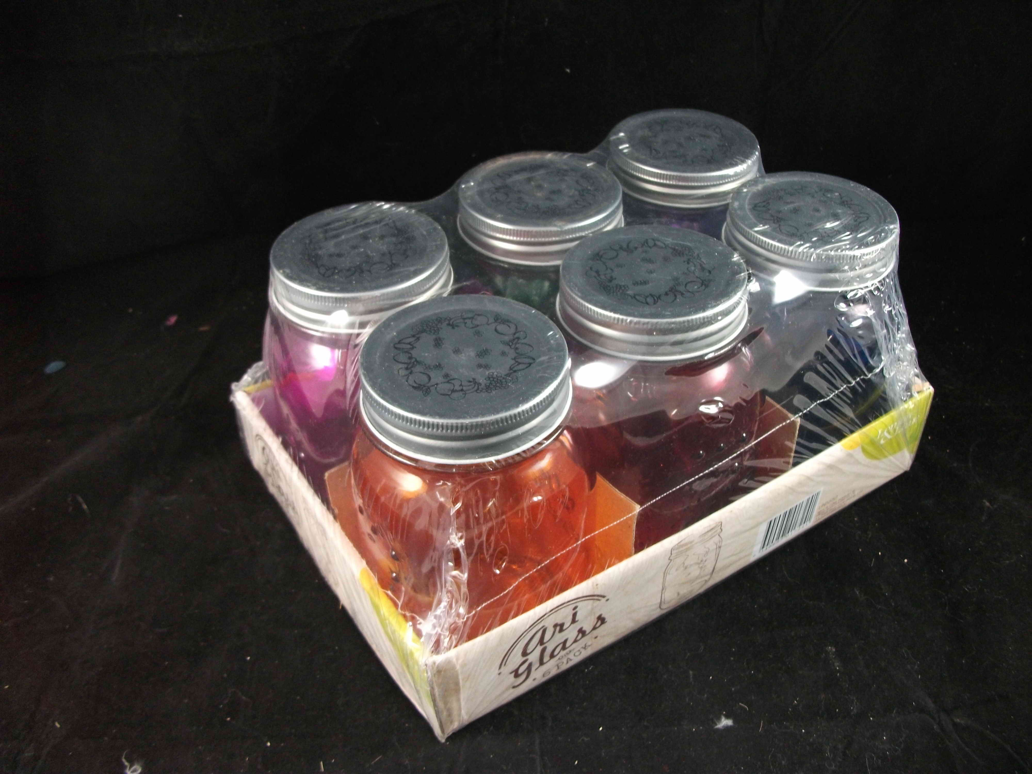 6PK 550ML COLOURED VINTAGE JARS