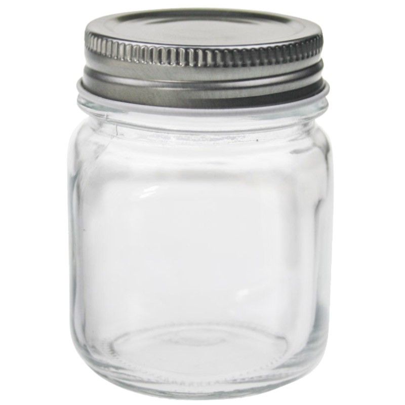 200ML SQUARE CONSERVE JARS W/SILVER LID