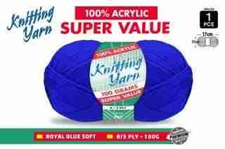 WIN-049, 1pce Knitting Yarn-8 Ply-100g-Royal Blue