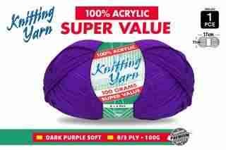 WIN-052, 1pce Knitting Yarn-8 Ply-100g-DarkPurple