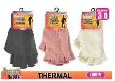 WIN-1021, 1Pair Ladies HeatIns Thermal Glvs F/Less