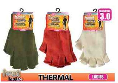 WIN-1022, 1Pair Ladies HeatIns Thermal Glvs F/Less