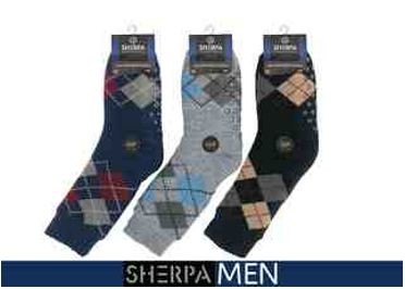WIN-1033, 1pr Mens sherpa socks-Argyle