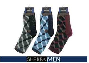 WIN-1034, 1pr Mens sherpa socks-grid