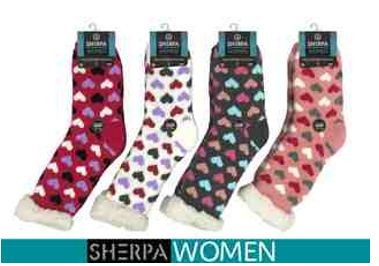 WIN-1039, 1 Pair Ladies Knitted Sherpa Socks Heart