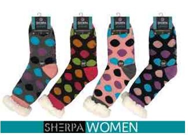 WIN-1040, 1Pair Ladies Knitted Sherpa Socks Dots