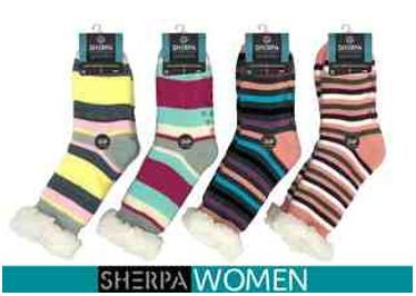 WIN-1042, 1Pair Ladies Knitted Sherpa Socks Stripe