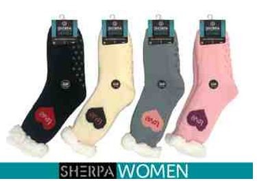 WIN-1043, 1Pair Ladies Knitted Sherpa Socks