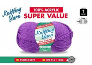 WIN-114, 1pce Knitting Yarn-8 Ply-100g-Purple