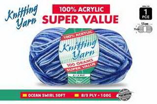 WIN-120, 1pce Knitting Yarn-8 Ply-100g- OceanSwir