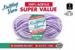 WIN-121, 1pce Knitting Yarn-8 Ply-100g- Laven Mix