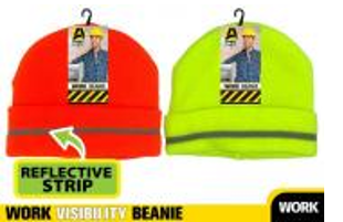 WIN-1231, 1Pc Fluro Work Beanie With Reflective Stripe