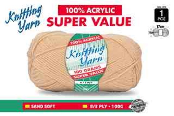 WIN-1278. 1pce Knitting Yarn-8 Ply-100g- Sand