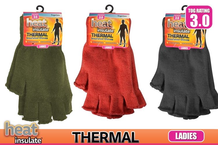 WIN-1390, 1Pair Ladies HeatIns Thermal Glvs F/Less