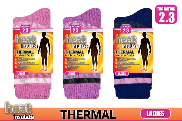 WIN-1392, 1Pair Ladies Insul Stripe Thermal Socks