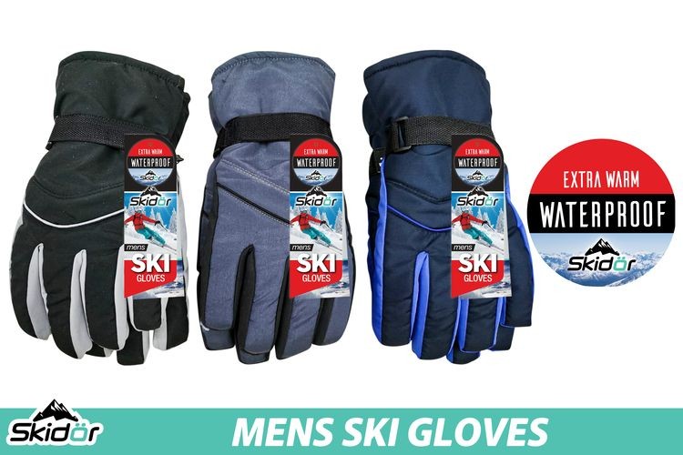 WIN-1406, 1Pair Mens Ski Gloves (Water Resistant)