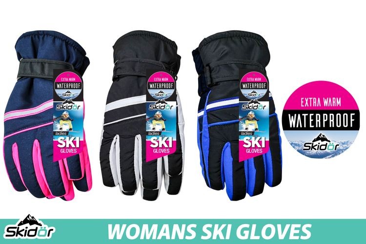 WIN-1407, 1Pair Ladies Ski Gloves Water Resistant)