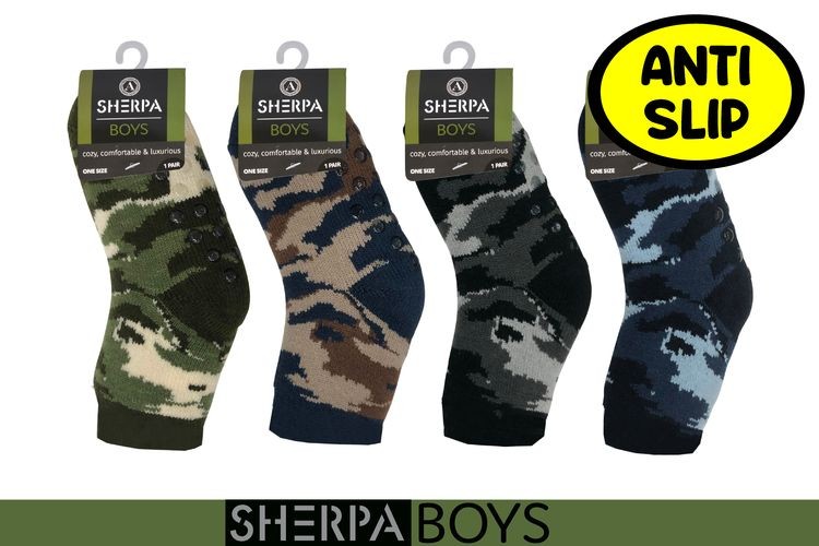 WIN-1464, 1Pair Boys Sherpa Socks Socks Camo