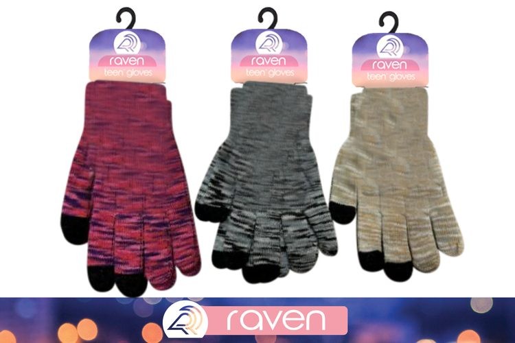 WIN-1557, 1Pce Bright Camo Knit Touch Gloves