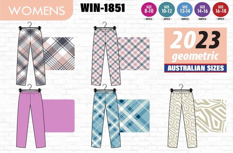 WIN-1851, 1pce Ladies PJ Lounge Pants 5Sizes Ser 1