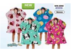WIN-2092, 1Pce Snuggy Sherpa HoodieLadies Printd 3