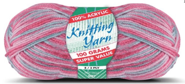 WIN-2233,  1 pce Acrylic Mulit Yarn Fruit Tingle 8 ply 100G