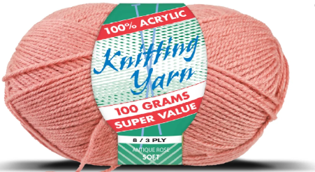 WIN-2685, WIN-2685, Yatsal 100% Acrylic 8-Ply Knitting Yarn 100 g, Antiue Rose
