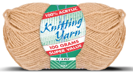 WIN-2686, WIN-2686, Yatsal 100% Acrylic 8-Ply Knitting Yarn 100 g, Sand