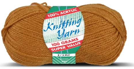 WIN-2696, WIN-2696, Yatsal 100% Acrylic 8-Ply Knitting Yarn 100 g, Mustard