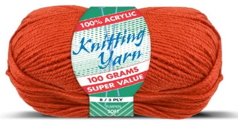 WIN-2697, 1pc Acrylic Yarn PUMPKIN 8ply 100G