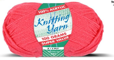 WIN-2698, WIN-2698, Yatsal 100% Acrylic 8-Ply Knitting Yarn 100 g, Watermelon