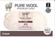 WIN-964, 1pce Pure Wool - 3 Ply-50G- Cream