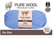 WIN-967, 1pce Pure Wool - 3 Ply-50G-Sky Blue