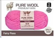 WIN-968, 1pce Pure Wool - 3 Ply-50G-Fairy Floss