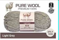WIN-975, 1pce Pure Wool - 3 Ply-50G-Light Grey