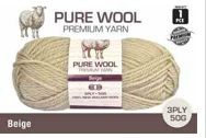 WIN-977, 1pce Pure Wool - 3 Ply-50G-Beige