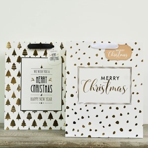 X34, X184691, Lrg Foiled Gold Luxe Xmas Gift Bag