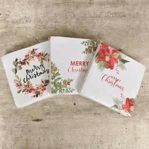 X34, X185490, 16PK 33X33CM 3PLY MODERN POINSETTIA NAPKIN