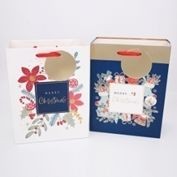 X213254, Xmas gift bag XL BLUE CLASSIC WITH FOILED HIGHLIGHT 
